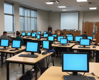 A person is seated at a desk, filling out a standardized test or exam form. The paper has multiple-choice questions and sections for responses. The individual appears focused, using a pen to mark answers.