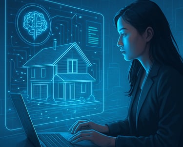 a woman in a business suit is using a laptop