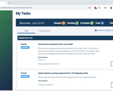 POS Borrower Needs List