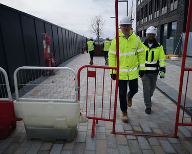 Project manager overseeing construction site