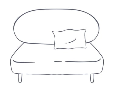a couch with a pillow on top of it.