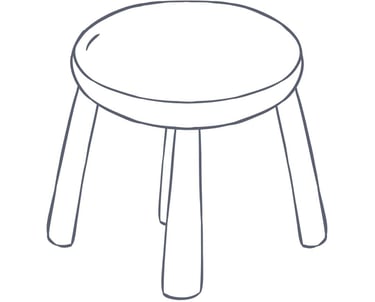 A shirt and simple four legged stool