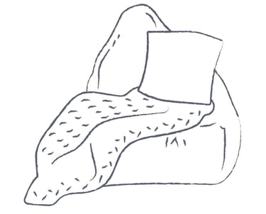 A bean bag, blanket and pillow as a visual representation of client/therapist rapport