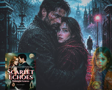 Scarlet Echoes: Midnight Graves psychological thriller book cover by Lena Lexington