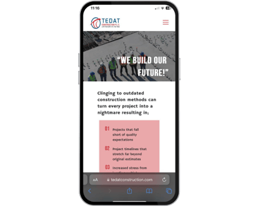 TEDAT Construction Company Web Design