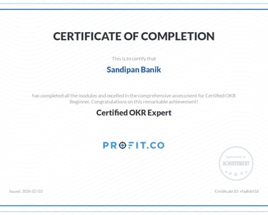 Certified OKR Expert - Sandipan Banik - Profit.co
