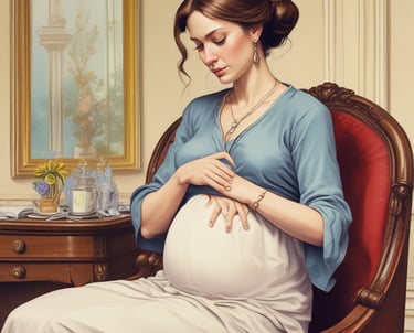 A warm and inviting image of a pregnant woman smiling while holding a bowl of fresh fruits and vegetables in a cozy kitchen.