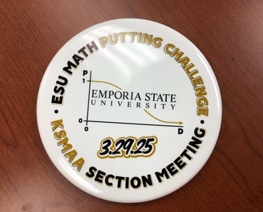 A disc golf putter with the phrase "ESU Math Putting Challenge."