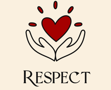 two hands with a heart and the word respect