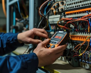 trabajador con multimetro wili construmet