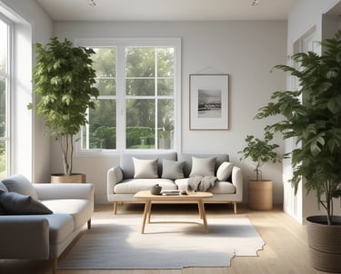 An interior space appears to be under renovation, featuring a large, decorative marble wall with an intricate pattern. Scaffolding, tools, and materials are scattered throughout the room, including a cart, power tools, and a table. The room is lit by natural light coming through large windows, adding to the sense of openness.