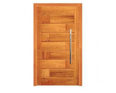 a wooden door with a wooden door and a metal handle