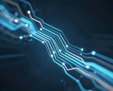 A 3D rendering of a microchip with the letters 'AI' prominently displayed on its surface, set on a dark, circular platform.