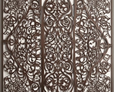 Modern aluminum decorative panels with intricate laser-cut patterns in a stylish interior setting.