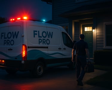 Technicien Flow Pro effectuant l’entretien préventif d’un drain résidentiel à Montréal