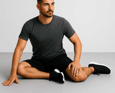 a man sitting on the floor with his legs crossed