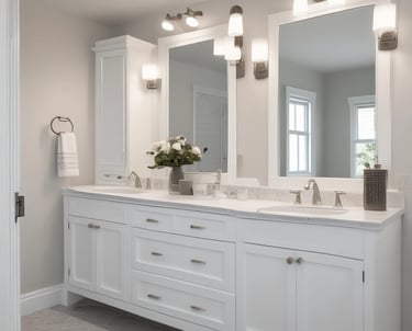 A modern, minimalist wooden cabinet with clean, sharp lines and a light wood finish. The cabinet is placed on a hardwood floor, with soft, natural light casting gentle shadows, enhancing the warm tones of the wood.