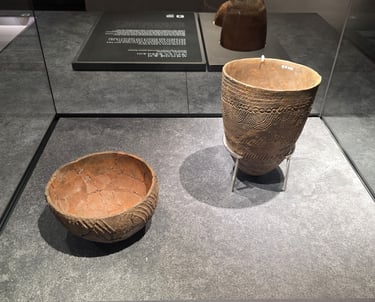 Neolithic pottery with different designs