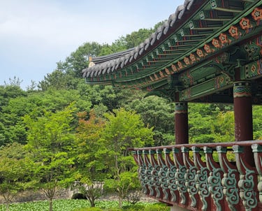 Pavilion view showing the Dancheong painting method