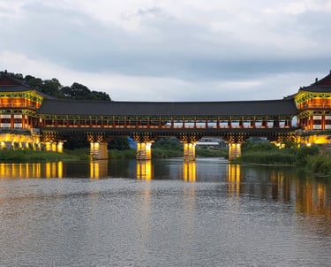 View of Woljeonggyo Bridge from Namcheon Stream stepping stones