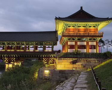 Partial view of Woljeonggyo Bridge and gatehouse
