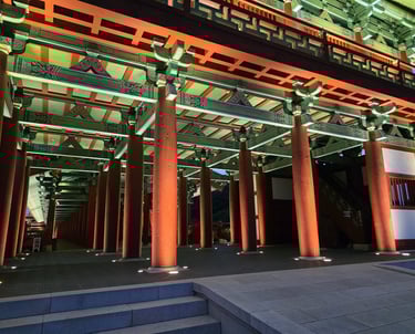 Inner view of Woljeonggyo Bridge highlighting ceiling. design