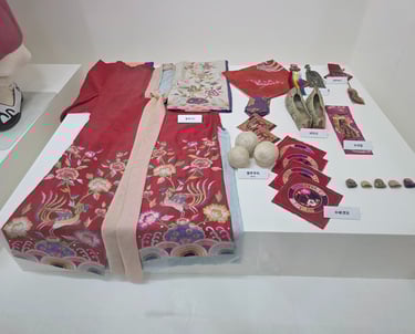 Display of silk clothing items