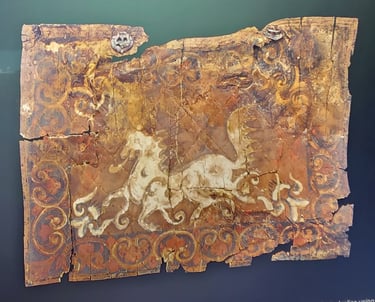 Cheonmachong heavenly horse painting on birch bark mudguard