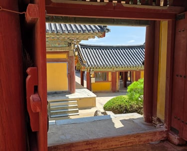 Doorway view of Bulguksa buildings