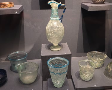 Glass cups and bottle