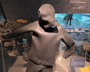 Modern Haenyo wear on display in the National Intangible Heritage Center