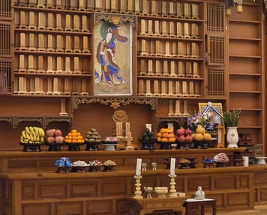 Jesa offerings at a temple in Daejeon