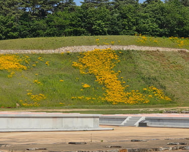 Naseong City Wall and partial view of the Neungsan-ri temple remains