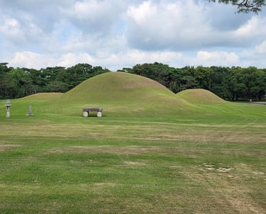 Oreung tomb view with remaining architectural pieces