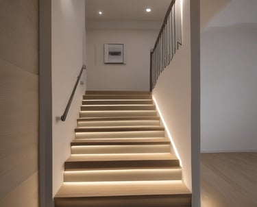 A modern workspace setup featuring a smartphone on a wireless charging stand, displaying a home automation app interface. Next to it is a black portable speaker, and a potted plant adds a touch of greenery. A computer monitor is partially visible in the background.