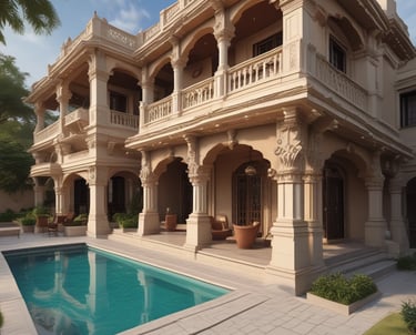 a large house with a pool and a pool