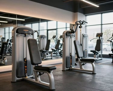 Three women are engaged in a fitness routine, following a workout in a bright, spacious studio with large windows. Each woman is on a pink exercise mat, performing a leg lift exercise, focusing on balance and strength.