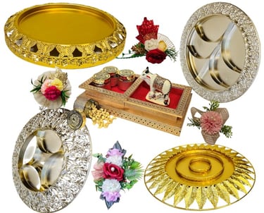 a variety of decorative items including a tray of silverware