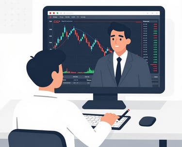A trader receiving online education from a mentor online.