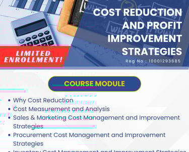 a business flyer for a course Cost Reduction and Profit Improvement Strategies