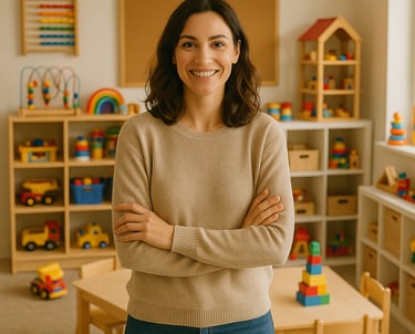 Maitresse d'école ayant des élèves sous Projet d'Accueil Individualisé se tenant devant sa classe