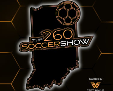 The 260 Soccer Show logo featuring an Indiana state outline and soccer ball covering Fort Wayne