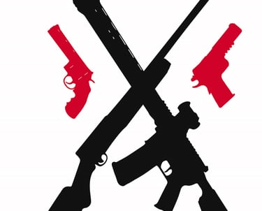 a poster of a gun with a gun and a gun