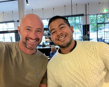 HiR's principal coach, James with Rafi, one of HiR's customers