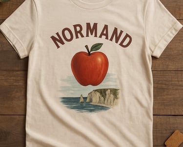 a t - shirt with a picture of a red apple on it