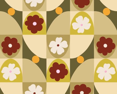 Cordinate pattern green abstract geo florals checker