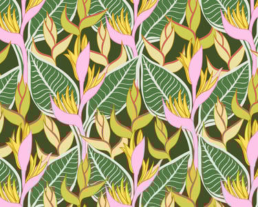 Hero pattern pink and green bird of paradise flowers