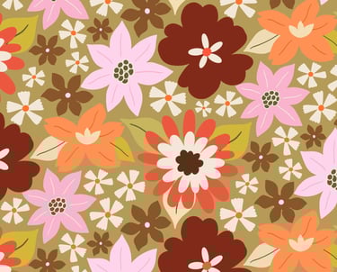 Hero pattern big maroon pink florals and tiny white florals bloom.