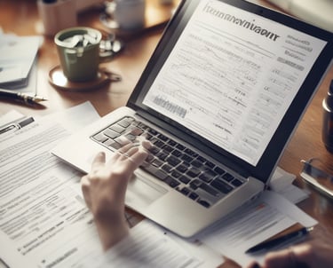 An interior space with a high ceiling featuring a large electronic board displaying various financial data and numbers. There is modern seating with red and white chairs, and a person is walking through the room.