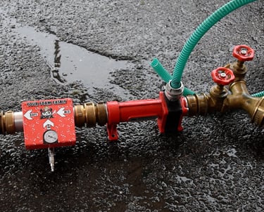 a fire hydrant with a foam mixer and RAFS the cafs generator and hose attached 